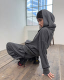 WAFFLE PIGMENT LOOSE HOOD ZIP-UP