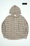 Civita wrinkle hooded check shirt