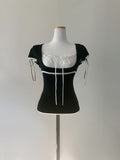 Dotoni Lace Ribbon Top