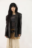 Classic overfit leather jacket