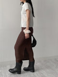 [Wrap set] Pleated H-line long skirt