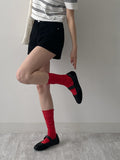 Color Tencel Rib Knee Socks