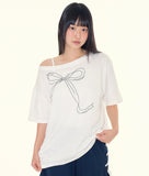 Ribbon unbalanced t-shirt