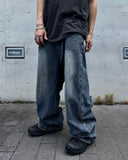 Crack Washed Tin Blue Denim