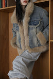 Quilted Lining) Earth Fur Denim Jacket