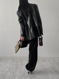 Scarlett No Collar Overfit Leather Jacket