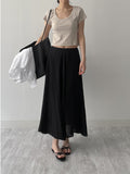 Rib Deep U-neck Short Sleeve T-Shirt
