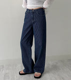 002 Stripe Wide Denim Pants