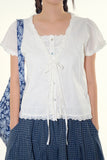 Layer frill puff blouse