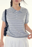 Momo stripe collar crop tee