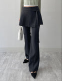 [Skirt SET] Grid pin tuck boot cut slacks