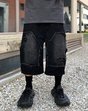 Damage Cut Double Knee Bermuda Banded Denim