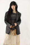 Classic overfit leather jacket