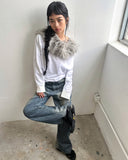 ONE-SHOULDER LONG SLEEVE T-SHIRT