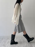 Gray Catwash Bermuda Wide Denim