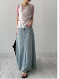 547 Vintage Flare Long Denim Skirt