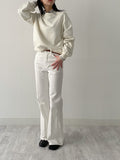 One-shoulder boat neck loose fit sweatshirt