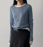 Pin-Tuck Tencel See-Through T-Shirt