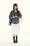 Rosy cotton frill midi skirt