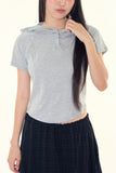Let henley crop hoodie top