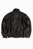 Fur lining leather blouson jumper
