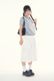 Momo stripe collar crop tee
