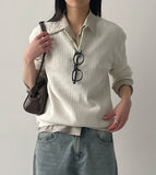 Ribbed Henry Neck Overfit Knit
