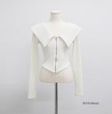 Twill Rib Big Collar Knit