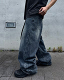 Crack Washed Tin Blue Denim