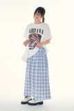 Siena check long skirt