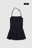 Mui pleated halter-neck one-piece