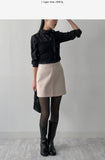 Pintuck Wool A-Line Mini Skirt