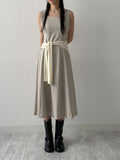 Bell sleeveless flare long one-piece