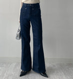 Pocket High Waist Center Crease Bootcut Denim