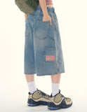 Wengen carpenter banding denim bermuda pants