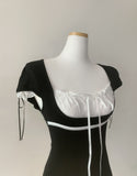 Dotoni Lace Ribbon Top