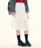 Rosy cotton frill midi skirt