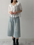 Frill V-Neck See-Through Blouse