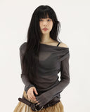 See-through rough drape tee