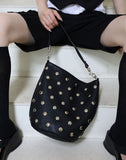 Studded Bucket Shoulder Cross Bag