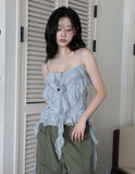 Wave ruffle chiffon sleeveless