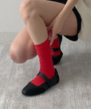Color Tencel Rib Knee Socks