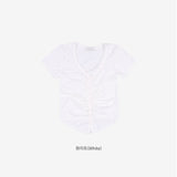 Lucent shirring button crop tee