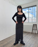 MIX RIBBED SLEEVELESS LONG DRESS