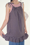 Ribbon check frill one piece