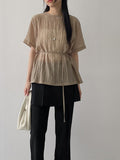 Yoru Belted Half Blouse