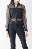 Rib crop see-through shirt