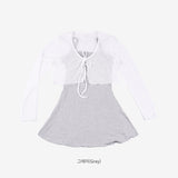 Rona flare cardigan + sleeveless one piece set