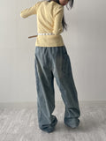 [unisex] Pocket banding balloon wide denim
