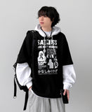 Kanami Color Matching Layered Hoodie